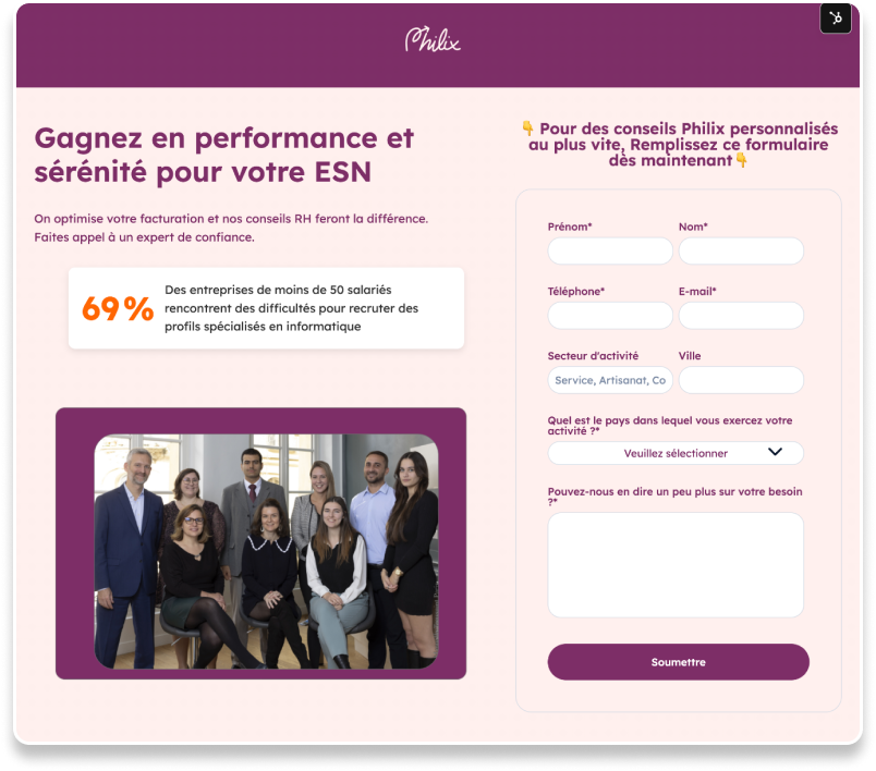 Landing page optimisée pour la génération de leads